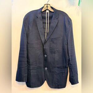 JOSEPH ABBOUD Linen Modern Fit Men's Navy Blue Blazer